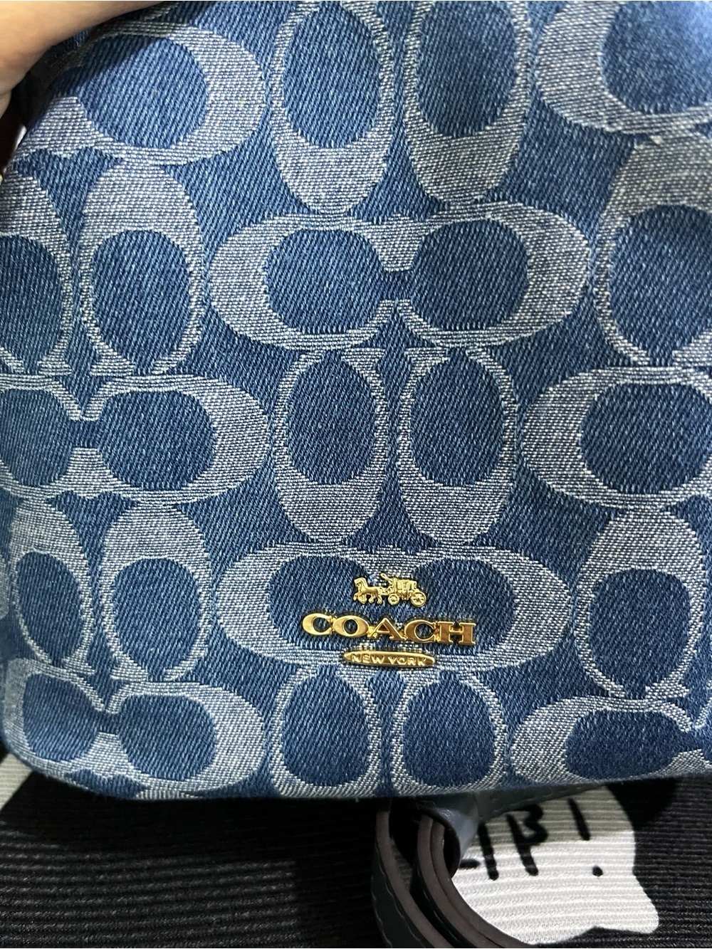 Coach Denim Signature Drawstring Crossbody - Blue - Picture 4 of 10